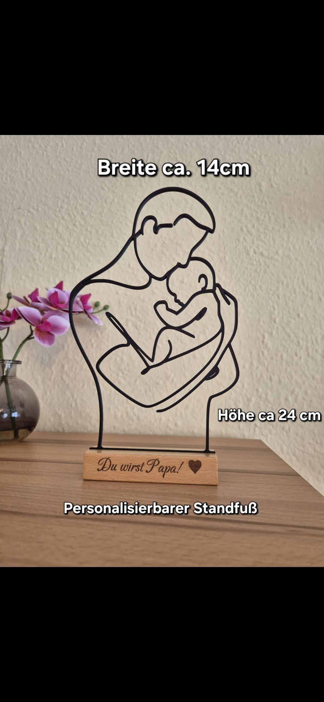 Erster Vatertag Geschenk • Personalisierbarer Deko Aufsteller Geschenk werdender Papa Baby verkünden Mann vom Kind erzählen