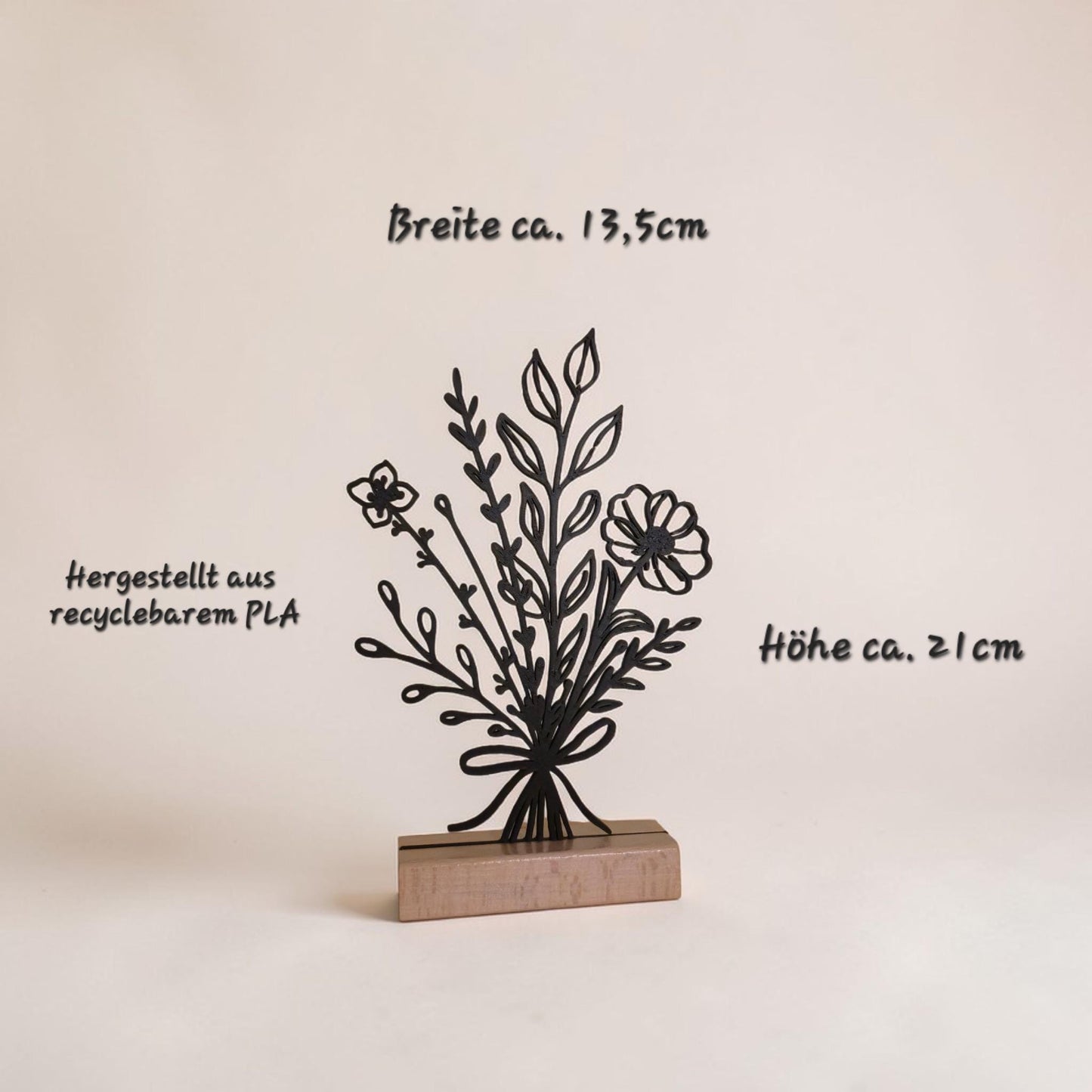Line Art Blumenstrauß mit Schleife, moderne Dekoration Frühlingsblumen, Wohnzimmer Dekoration Tischdeko Ostern Wildblumen