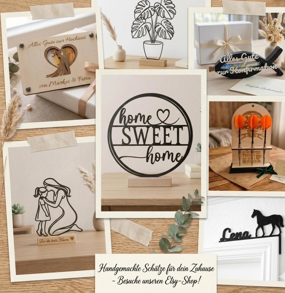 Personalisierbares Geschenk für Papa - Line Art Aufsteller aus Holz & 3D Druck - Danke Papa zum Vatertag oder Geburtstag - Vater Sohn Motiv
