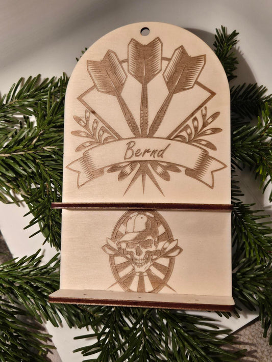 Personalisierbare Dart Halterung | Halter für 3 Darts | Ideales Geschenk unter Freunden / Männer Geschenk