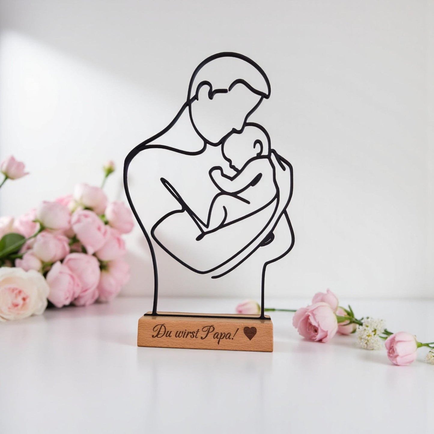 Erster Vatertag Geschenk •  Personalisierbarer Deko Aufsteller Geschenk werdender Papa Baby verkünden Mann vom Kind erzählen