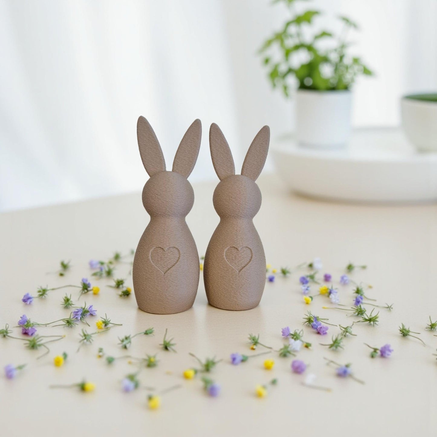 2er Set moderne Osterhasen Figuren 3D gedruckt, Farbe wählbar • moderne minimalistische Osterdeko • Frühlings Tischdeko Ideen