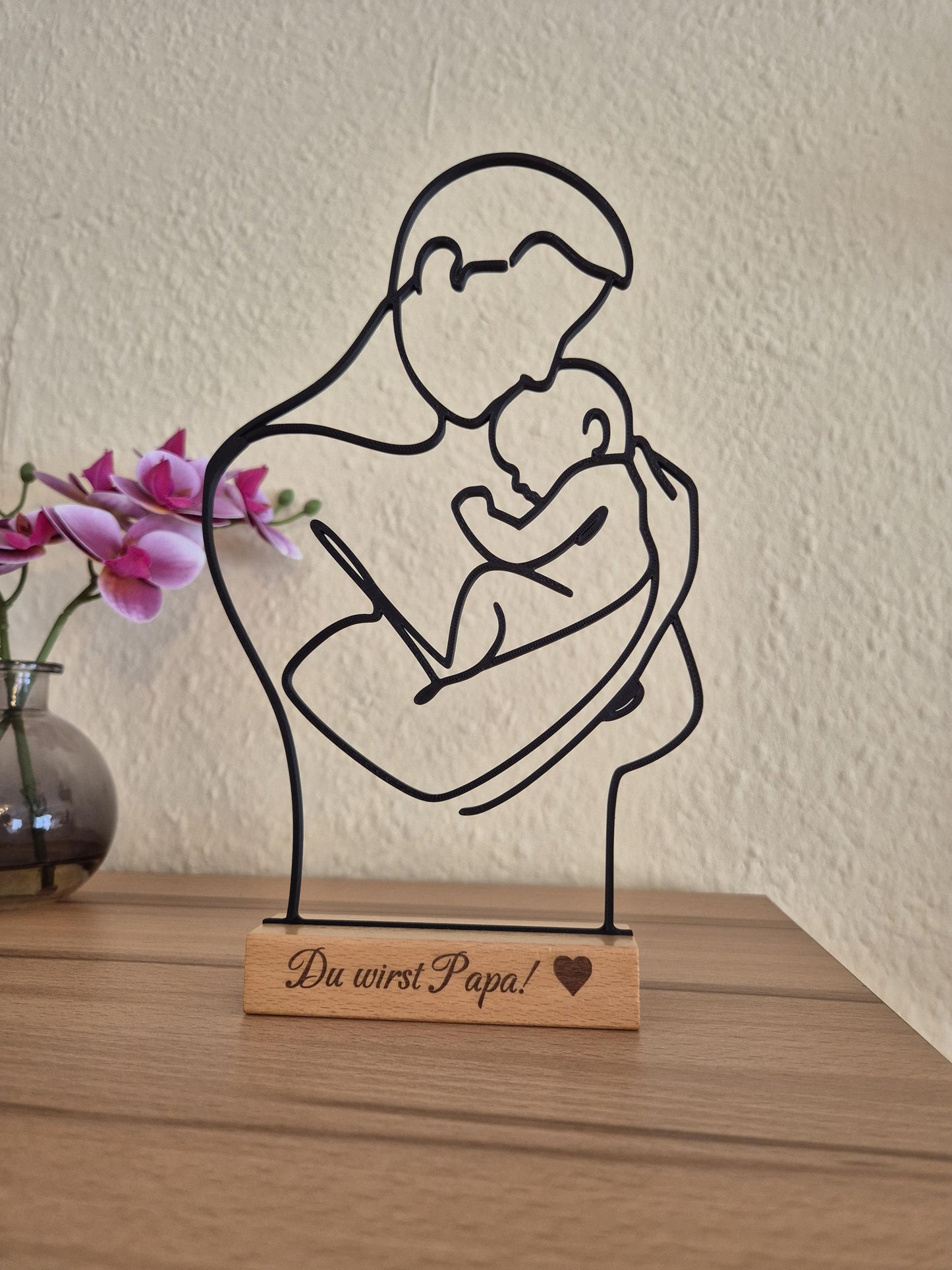 Erster Vatertag Geschenk •  Personalisierbarer Deko Aufsteller Geschenk werdender Papa Baby verkünden Mann vom Kind erzählen