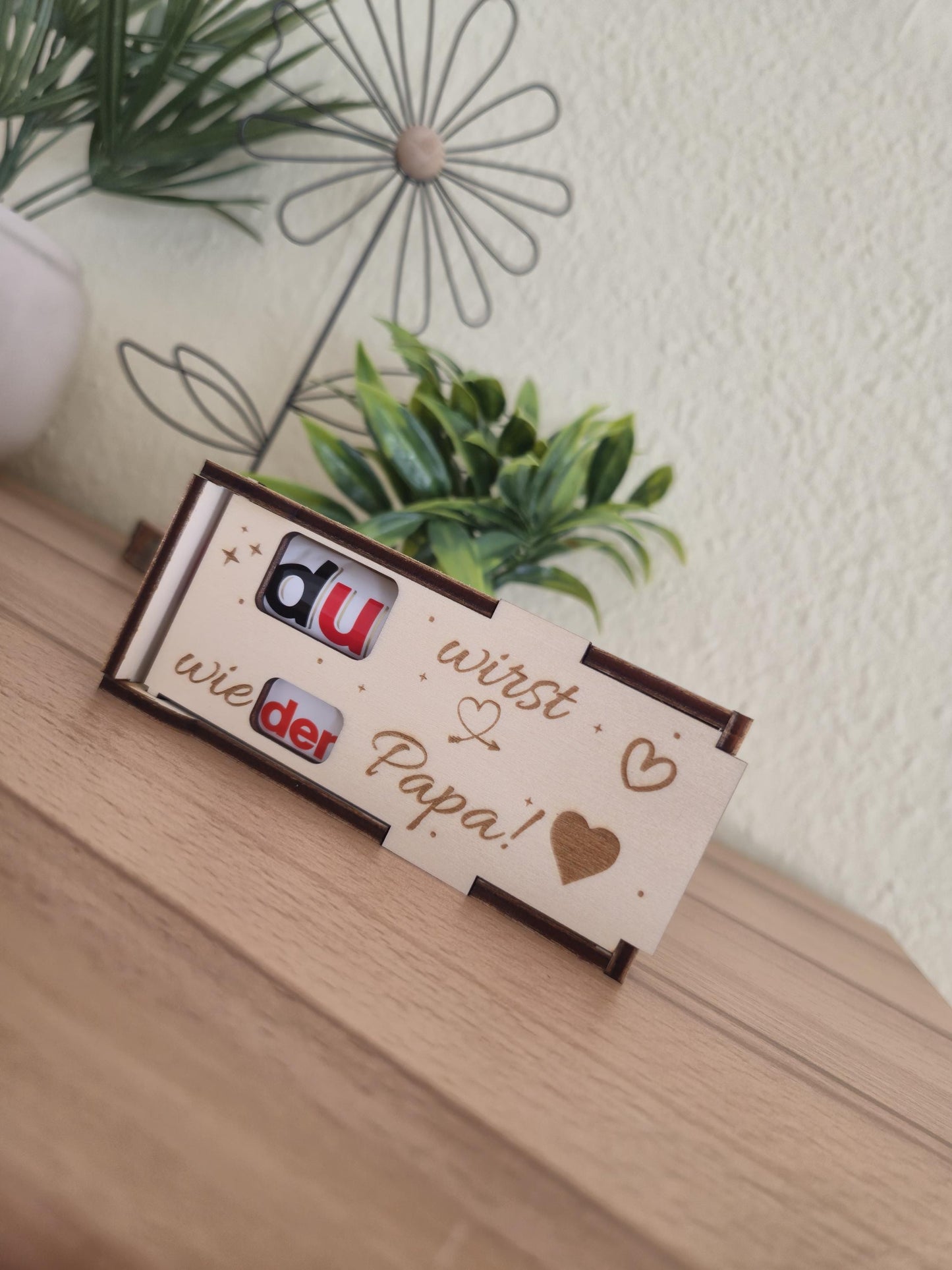 Holz Geschenkbox „Du wirst wieder Papa“ – Schwangerschaft verkünden Geschenk, Papa Überraschung, Baby Ankündigung, werdender Vater Geschenk