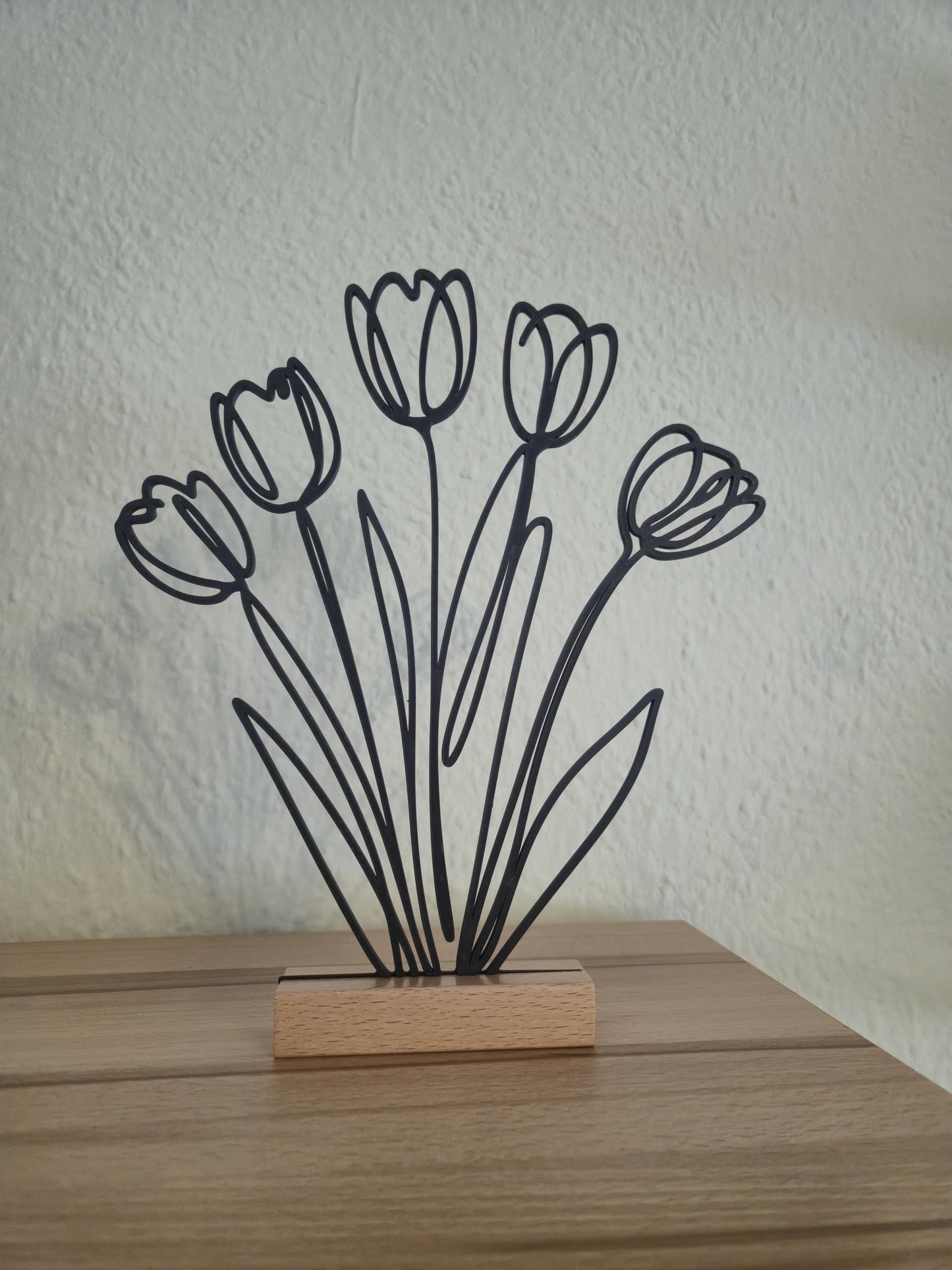 Line Art Tulpenstrauß, moderne Dekoration Frühlingsblumen, Wohnzimmer Dekoration Tischdeko Ostern