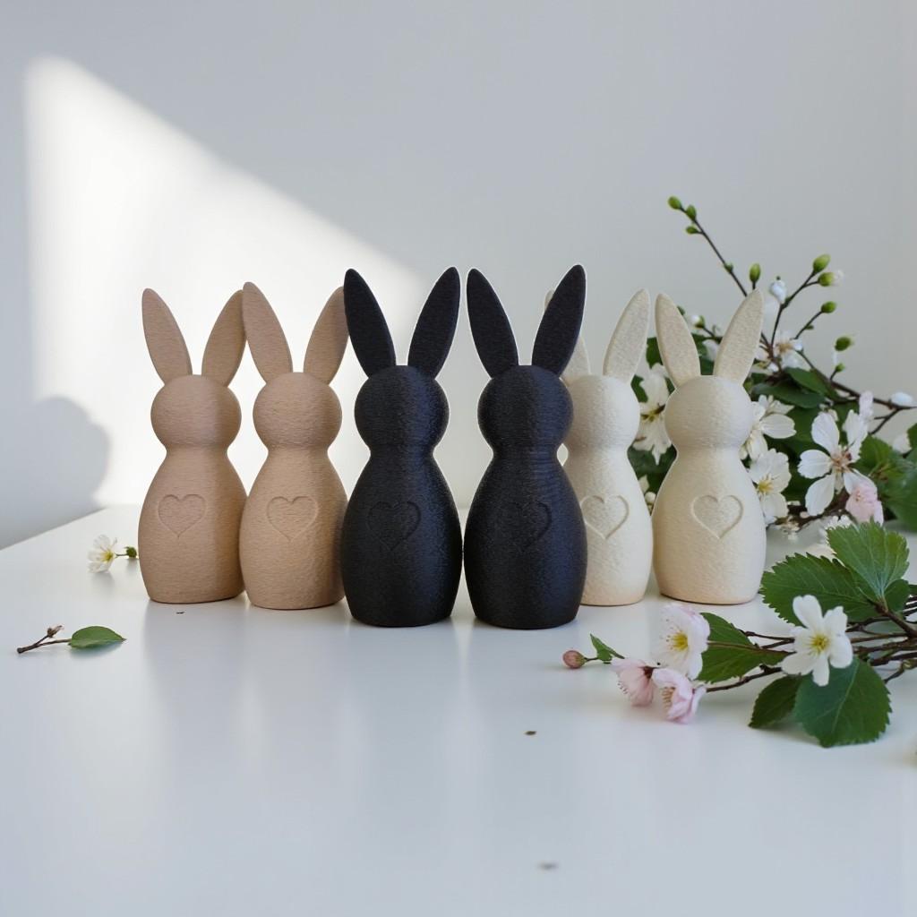 2er Set moderne Osterhasen Figuren 3D gedruckt, Farbe wählbar • moderne minimalistische Osterdeko • Frühlings Tischdeko Ideen