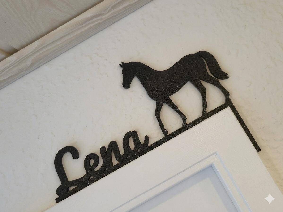 Personalisierte Türrahmen Deko Pferd mit Name | Kinder Namensschild Tür | Door Topper Kinderzimmer