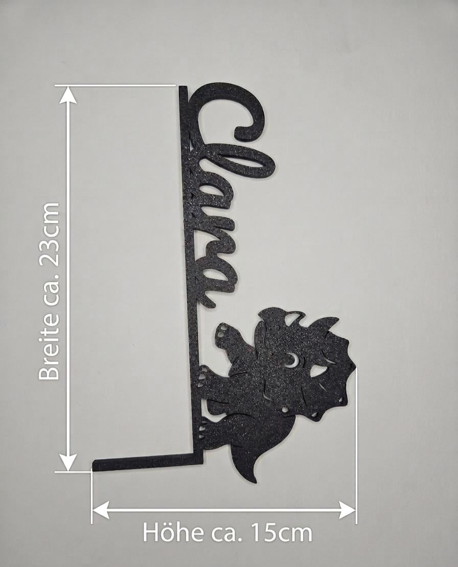 Personalisierter Dino Door Topper mit Name | Kinderzimmer Deko | Geschenk für Kinder | Namensschild Türschild | Triceratops Deko