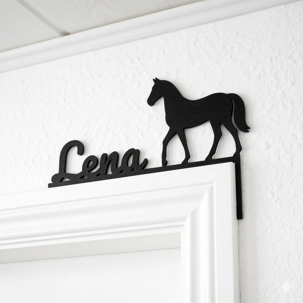 Personalisierte Türrahmen Deko Pferd mit Name | Kinder Namensschild Tür | Door Topper Kinderzimmer