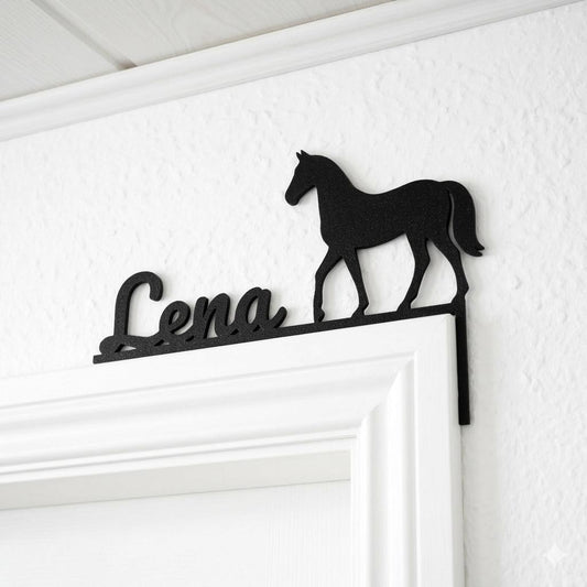 Personalisierte Türrahmen Deko Pferd mit Name | Kinder Namensschild Tür | Door Topper Kinderzimmer