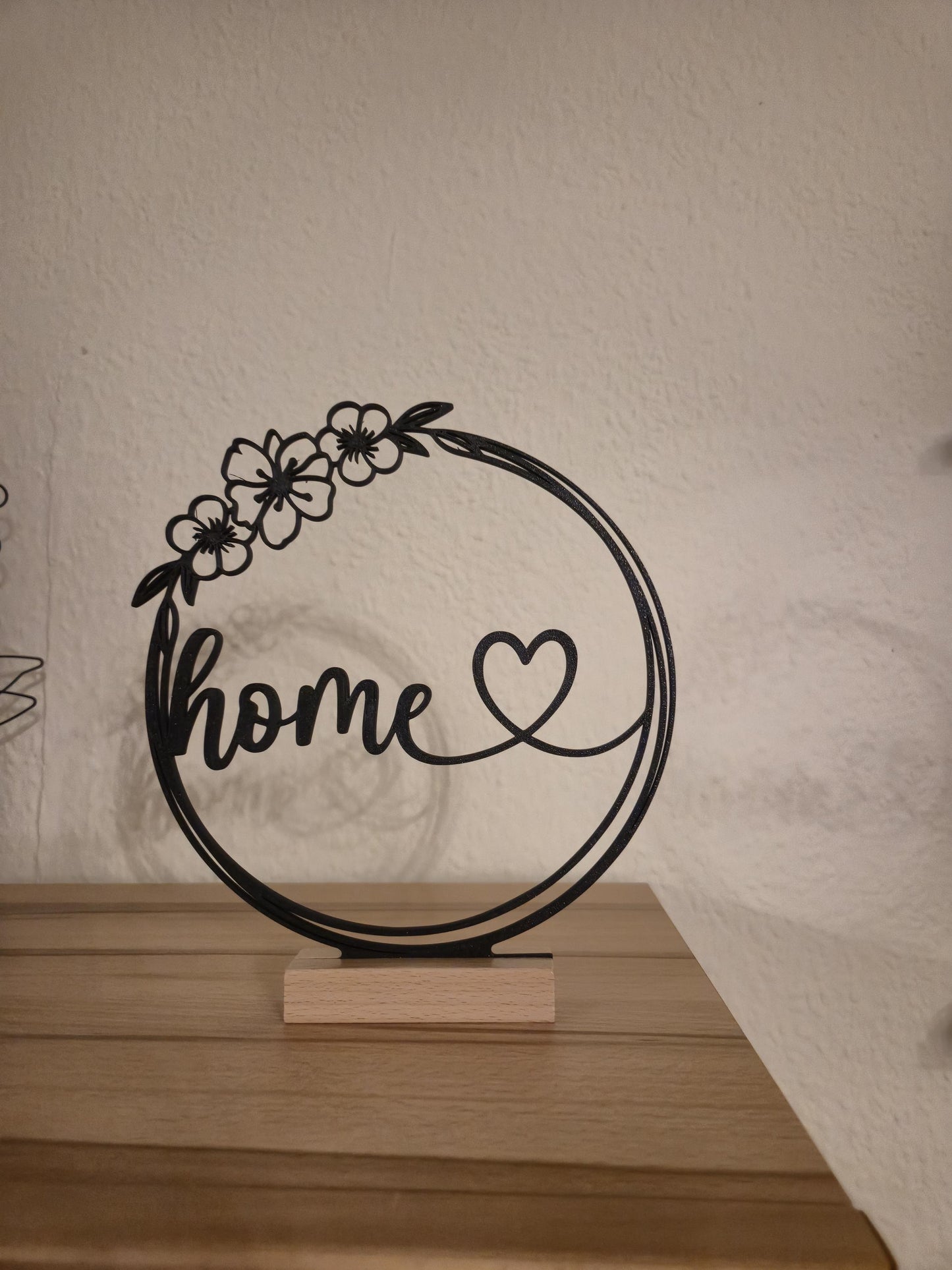 Deko Aufsteller Home mit Herz & Blumen | Moderne Wohn Deko | Geschenk für Einzug | Minimalistische Tischdeko | Home Decor