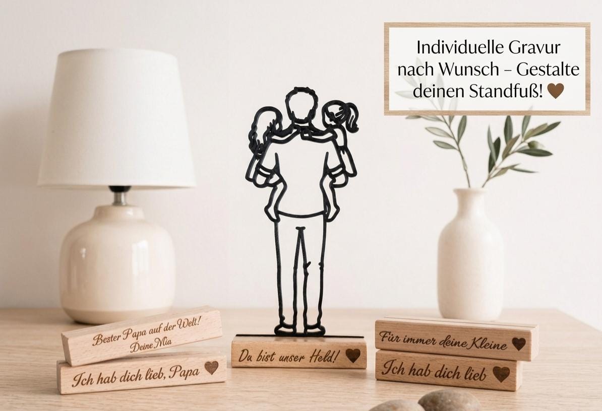 Geschenk für Papa - Du bist unser Held - Personalisierte 3D Silhouette Aufsteller - Geschenk von Kindern - Moderne Deko für Väter