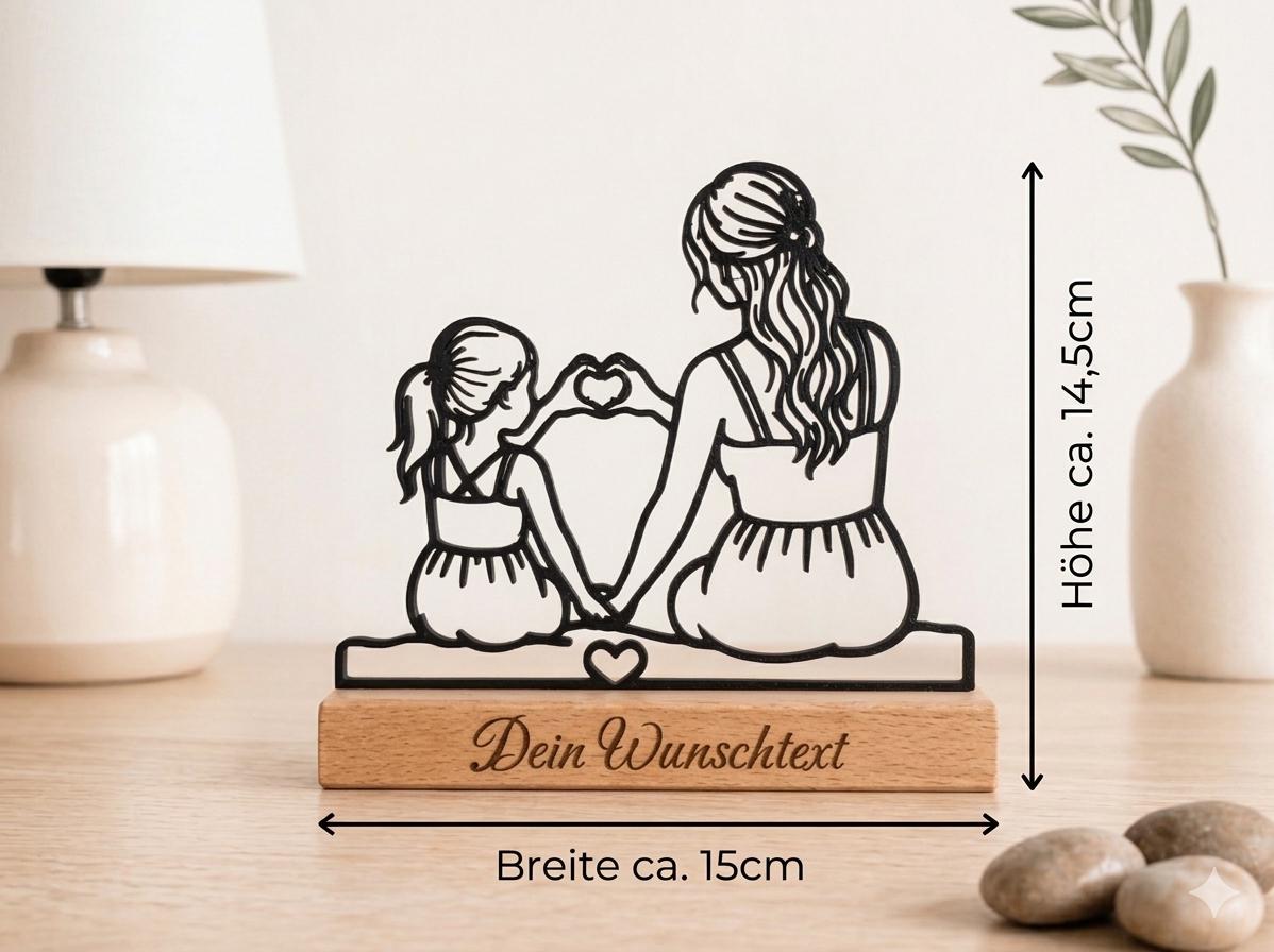 Mutter Tochter Deko Aufsteller - Personalisierter Aufsteller aus Holz & 3D Druck - Geschenk für Mama zum Muttertag oder Geburtstag