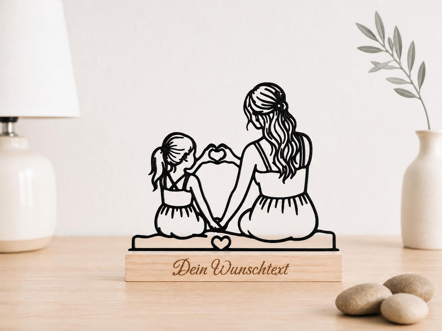 Mutter Tochter Deko Aufsteller - Personalisierter Aufsteller aus Holz & 3D Druck - Geschenk für Mama zum Muttertag oder Geburtstag