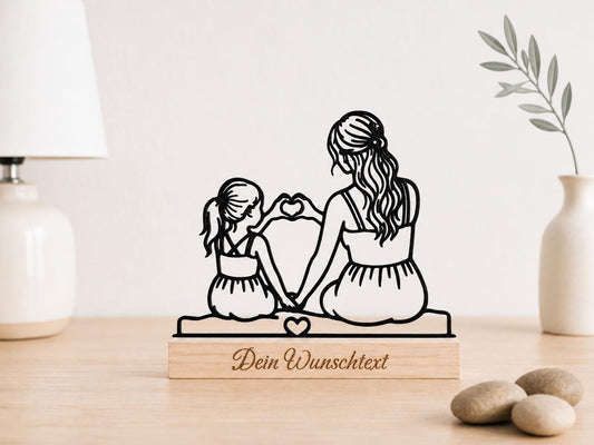 Mutter Tochter Deko Aufsteller - Personalisierter Aufsteller aus Holz & 3D Druck - Geschenk für Mama zum Muttertag oder Geburtstag