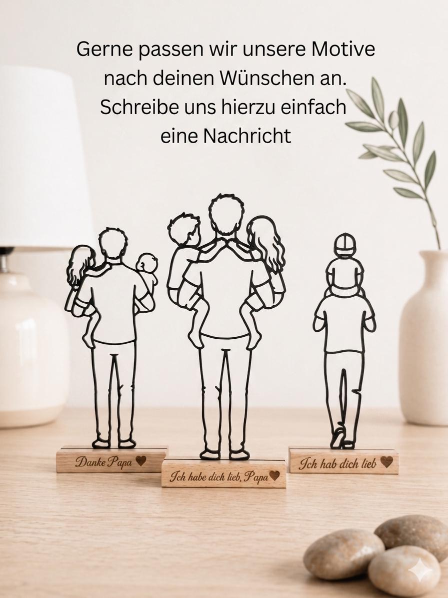 Geschenk für Papa - Du bist unser Held - Personalisierte 3D Silhouette Aufsteller - Geschenk von Kindern - Moderne Deko für Väter